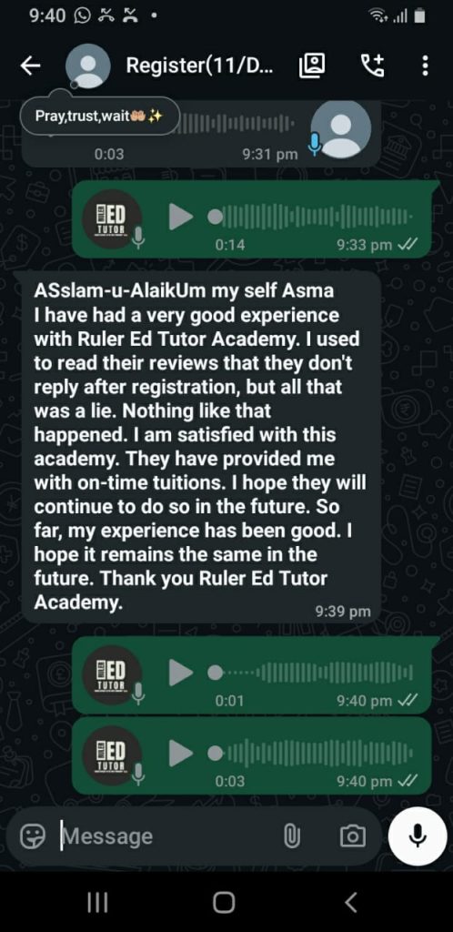 The tutor’s journey with Ruler Ed Tutor Academy reflects how the platform empowers educators. It provides them with a structured, reliable way to reach students, while also building their reputation through collected feedback. This not only enhances the tutor’s credibility but also strengthens the academy’s image as a trusted educational hub.